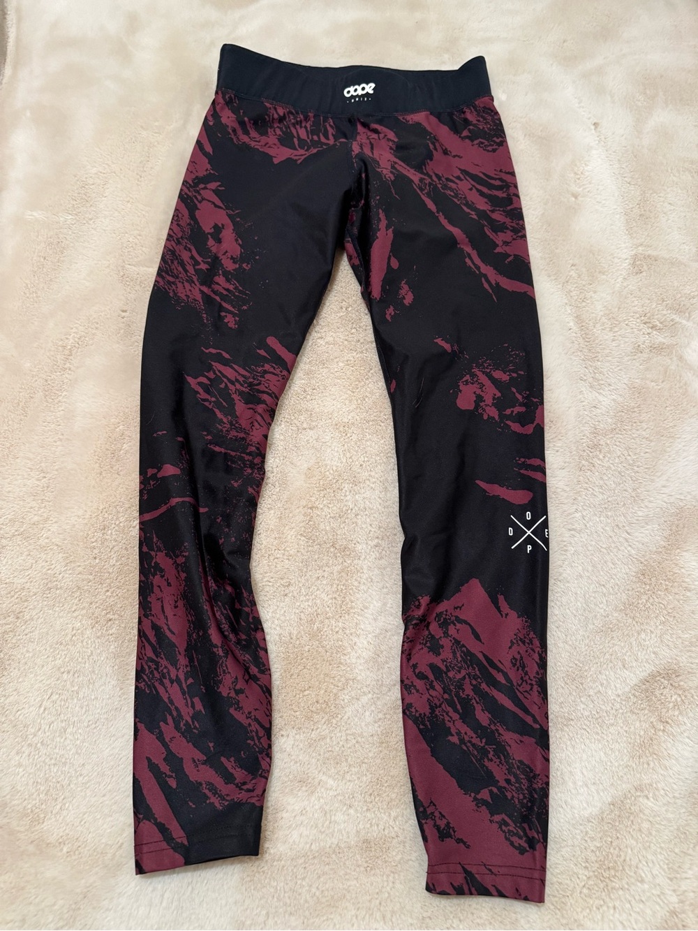 DOPE Maroon and Black Printed Leggings